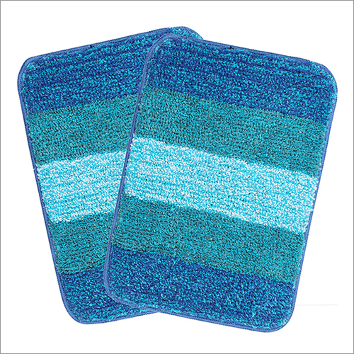 Blue Striped Modern Bath Mat - Microfiber, 17x24 Inches, Blue | Absorbent, Soft, Durable, Easy Clean