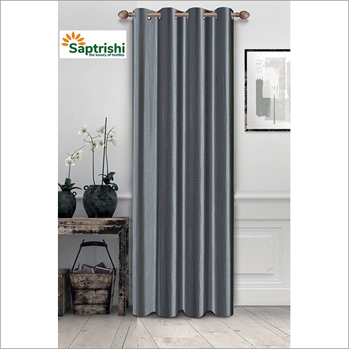 Grey Long Crush Plain Curtains