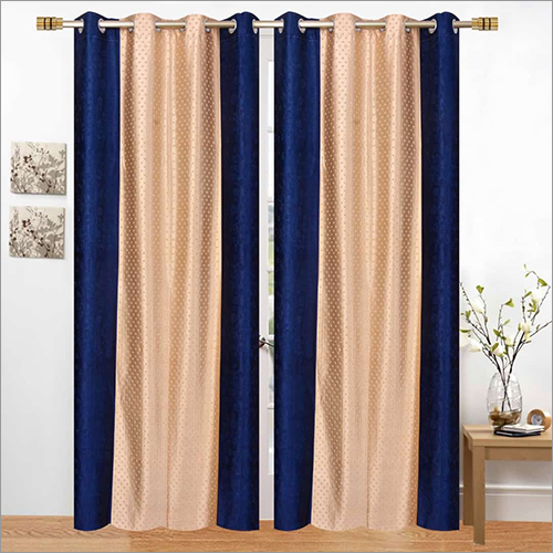 Blue Long Crush Punching Curtains