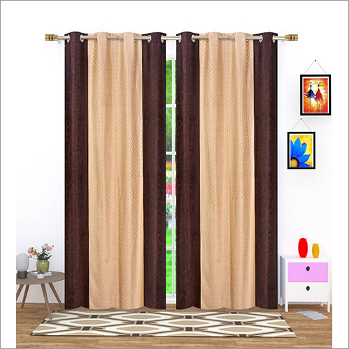 Brown Long Crush Punching Curtains