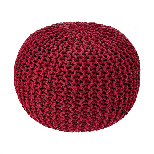 Cotton Knitted Red Pouf