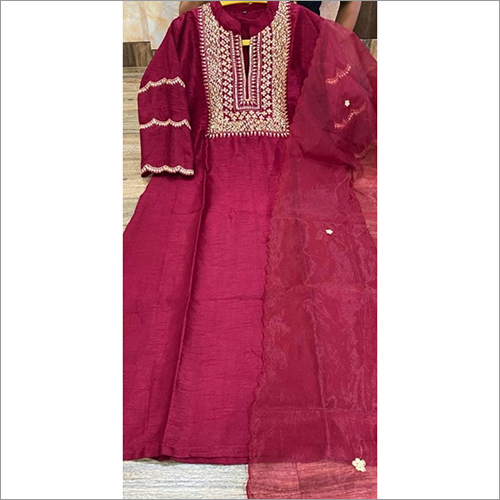 Washable Ladies Party Wear Chanderi Kurti