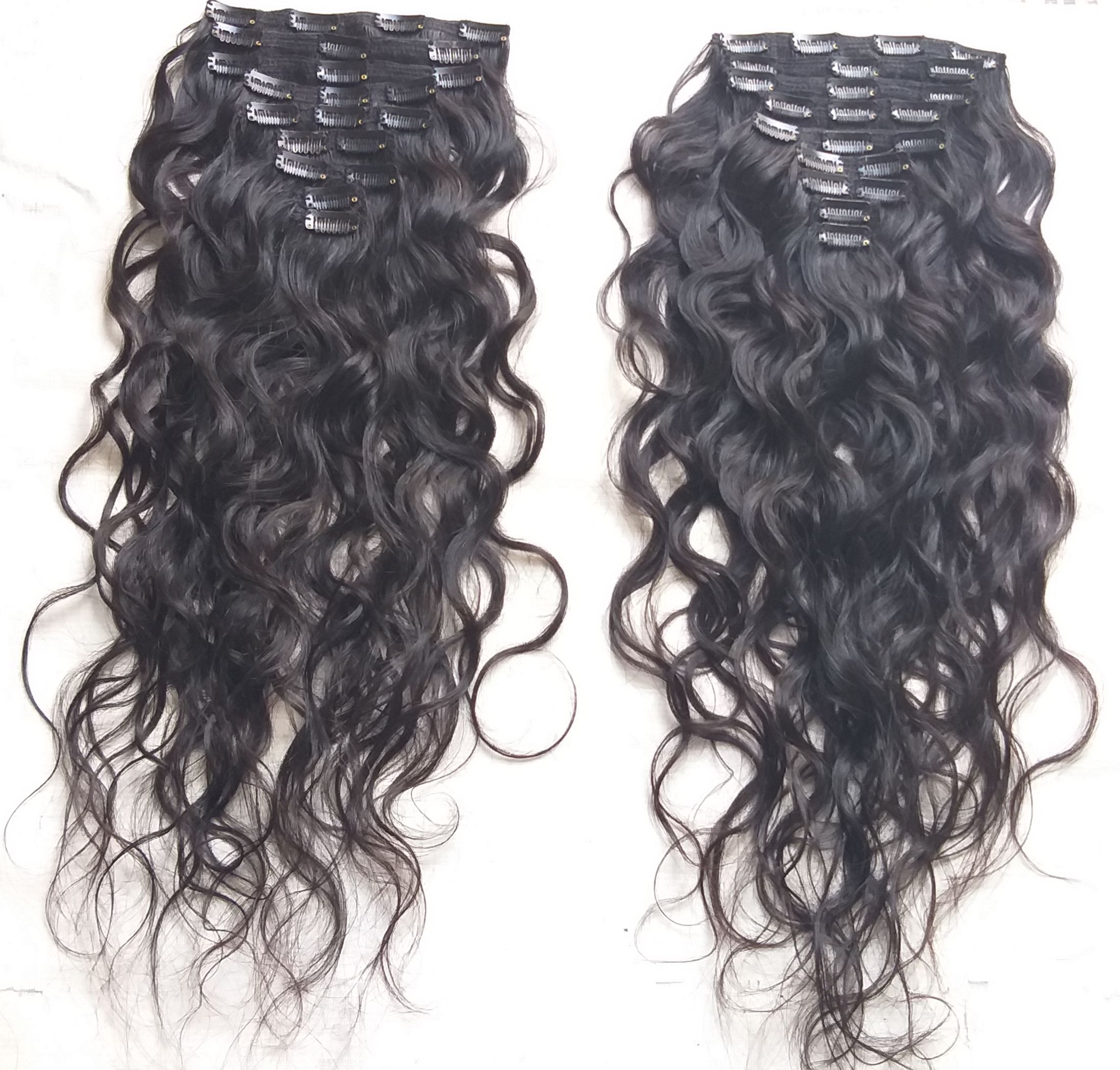 Unprocessed Raw Wavy Clip In Hair Extensions