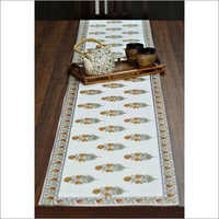 Printed Table Runner - Cotton, 71 Inch / 182 Cm, Yellow, White, Green, Floral Pattern | Suitable For Home And Hotel Use