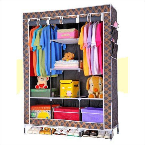 Black Plaid Foldable Fabric Wardrobe