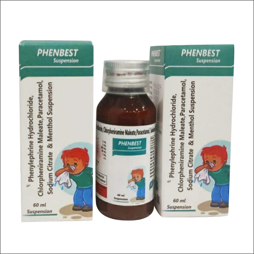 60ml Phenylephrine Hydrochloride Chlorpheniramine Maleate Paracetamol Sodium Citrate And Menthol Suspension