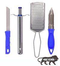 4in1-LIGHTER-COMBO Lighter-Combo Gas Lighter 4 in 1 Combo Gas Lighter, Vegetable Knife, Peeler, Grater Stainless Steel Combo (Multi Color) Silver,Blue Kitchen Tool Set