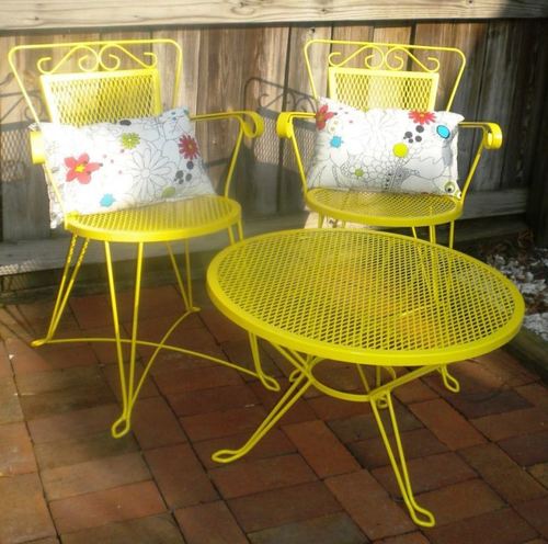 Yellow Retro Outdoor Chair and Table Set