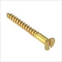 Brass Wood Screw - Brass Material, Golden Color, Polished Finish, Round Head Shape, Coarse Thread Design | Maximizes Clamping Force For Strong Wood Joints