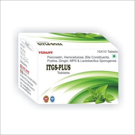ITGS-Plus Pancreatin Hemicellulose Bile Constituents Pudina Ginger MPS and Lactobacillus Sporogenes Tablets