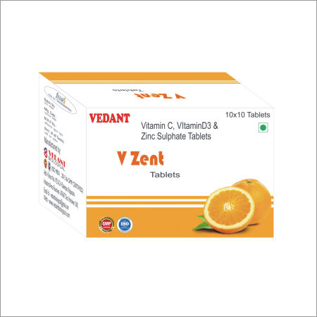 V Zent Vitamin C Vitmin D3 And Zinc Sulphate Tablets General Medicines