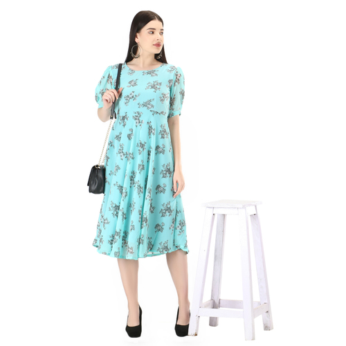 Ladies Sky Blue Color Short Dress