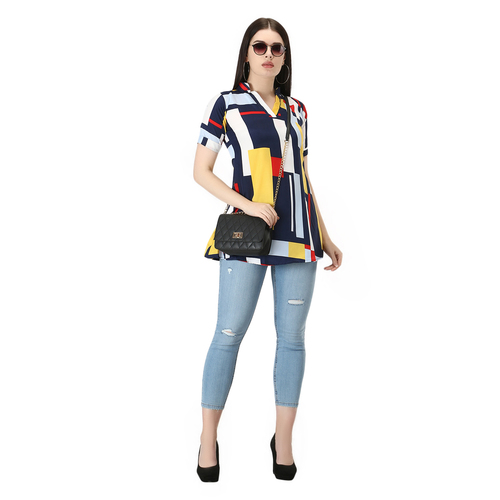 Ladies Multicolor Short Sleeve Dress