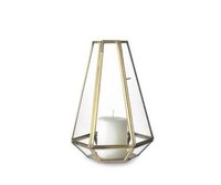 Glass Lantern With Iron Metal - Glass Construction, Yellow Color, T-light Power Consumption | Elegant Candle Lantern With Durable Metal Base