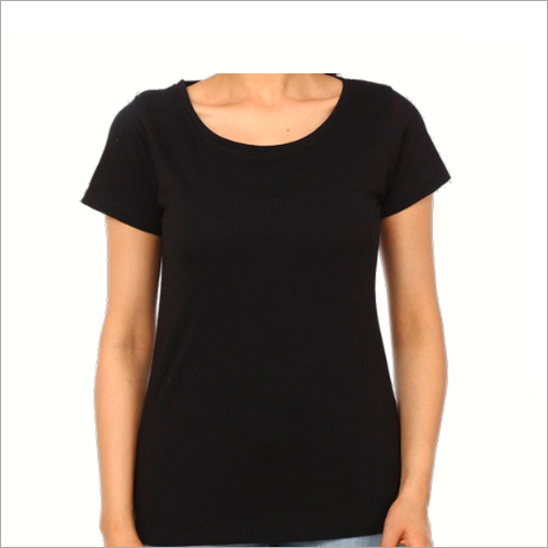 Black Ladies Plain Sublimation Cotton T Shirt