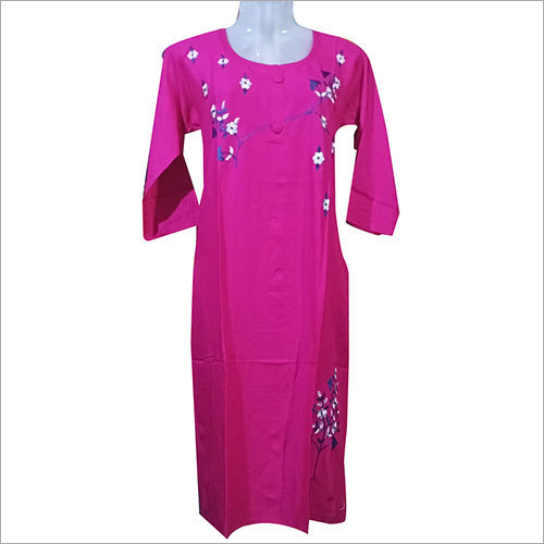 Washable Ladies Printed Pink Kurti