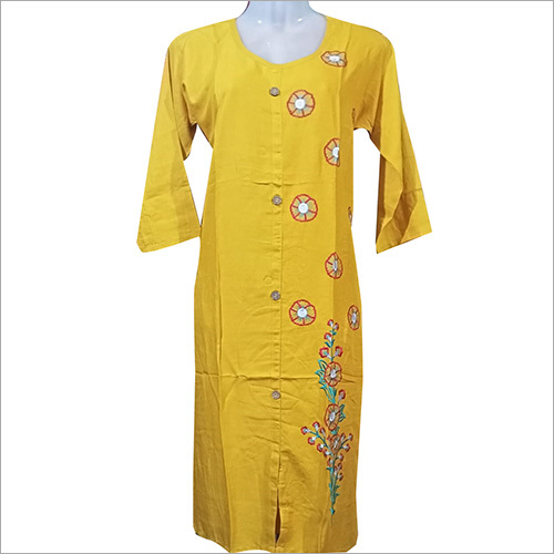 Ladies Printed Yellow Kurti