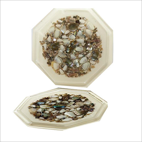 Multicolor Hexagonal Seashell Serving Plate