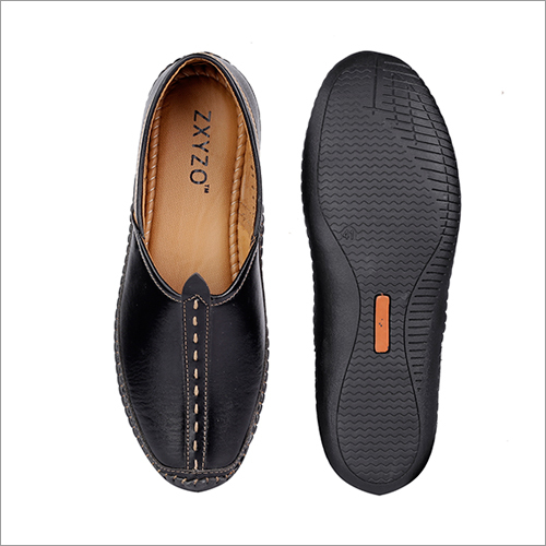 Mens Black Synthetic Leather Ethnic Shoes