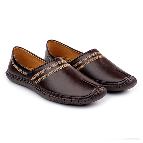 Mens Brown Synthetic Leather Ethnic Shoes