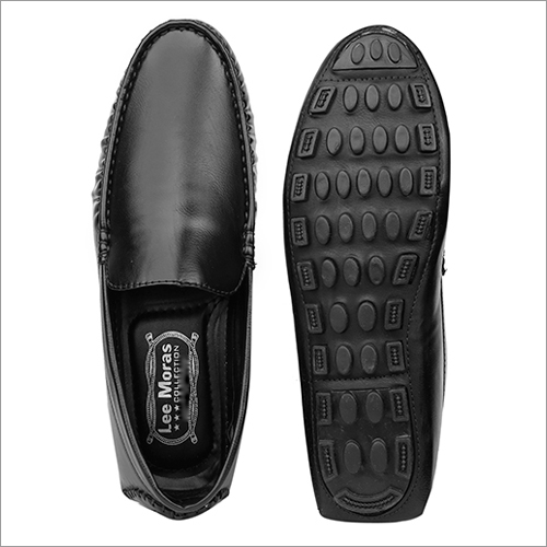 Mens PVC Black Fly Knitted Loafer Shoes