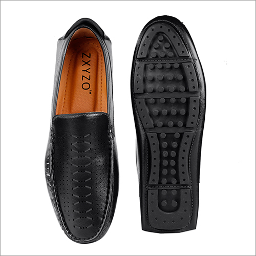 PVC Black Fly Knitted Loafer Shoes