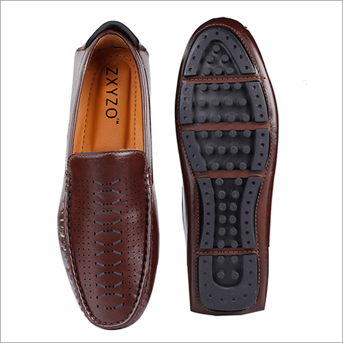 PVC Brown Fly Knitted Loafer Shoes