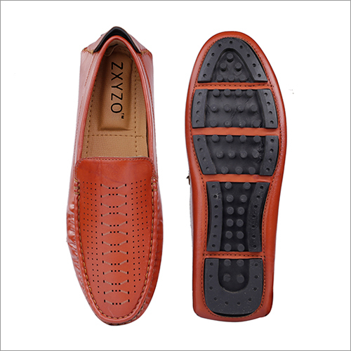 Mens PVC Tan Fly Knitted Loafer Shoes