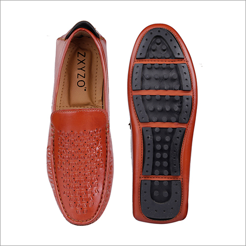 PVC Tan Fly Knitted Loafer Shoes