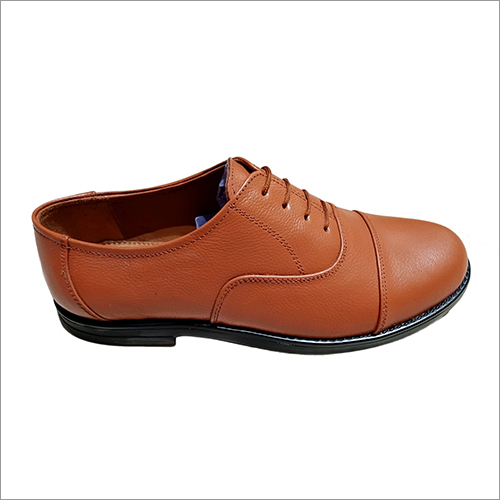Brown Mens Tpr Soft Leather Police Shoes