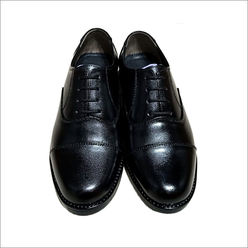 Mens Black  Leather Police Shoes Heel Size: Low