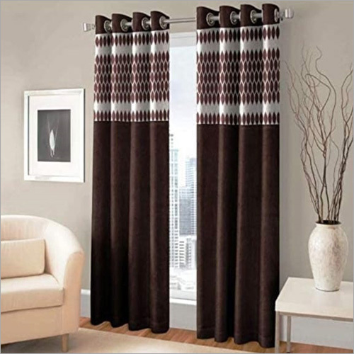 Brown Printed Window Curtain
