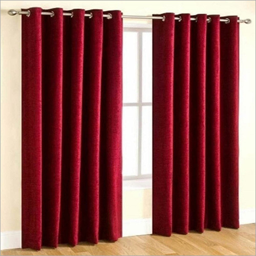 Plain Red Window Curtain