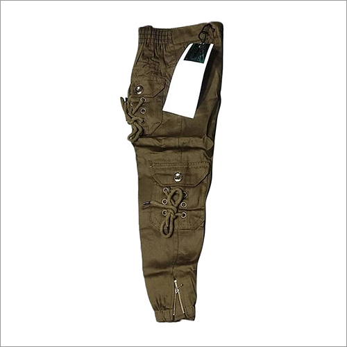 Boys Brown Cargo Jogger - Cotton Blend, Plain Dyed, Washable | Soft, Skin-Friendly Texture, All-Season Wear