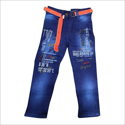 Blue Kids Modern Printed Jeans