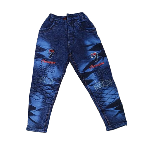Blue Kids Denim Printed Jeans
