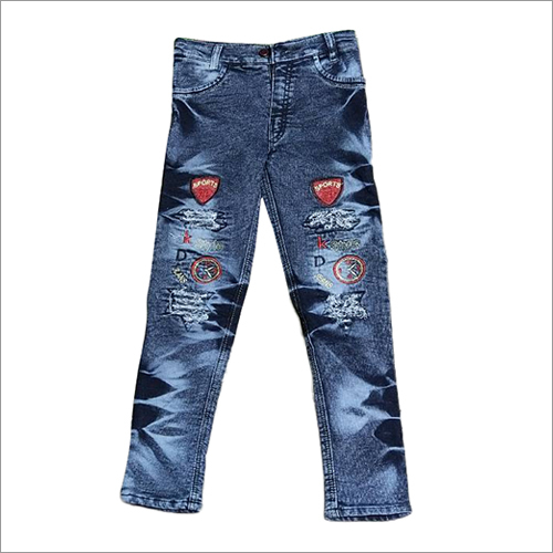 Kids Regular Fit Printed Jeans - Blue Washable Denim | Suitable for Rainy, Spring, Summer, and Winter Seasons