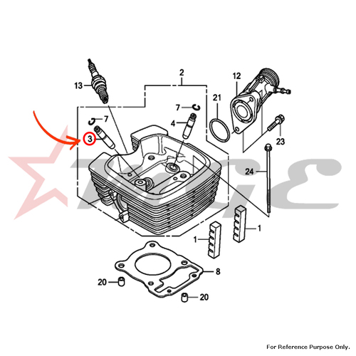 Guide, Valve(O.s.) For Honda CBF125 - Reference Part Number - #12204-KRM-305