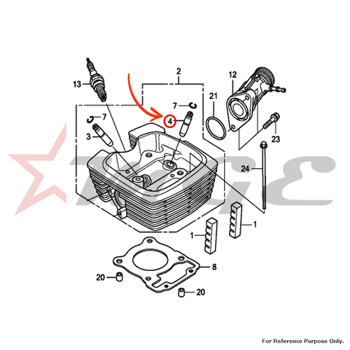 Guide, In. Valve(OS) For Honda CBF125 - Reference Part Number - #12205-KSP-305