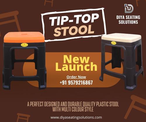 Tip Top Plastic Stool - Plastic, 19 Inch Height, Double Colour Design | Durable, Water Resistant, No Assembly Required, Classic Appearance