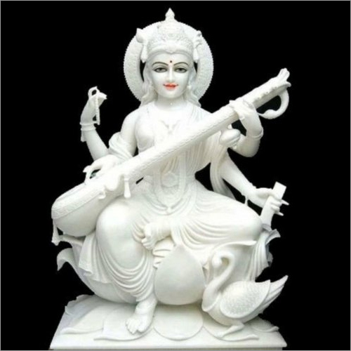 Saraswati White Marble Statue