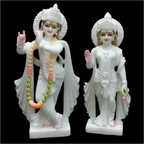 Eco-Friendly White Makrana Marble Radha Krishna Statue