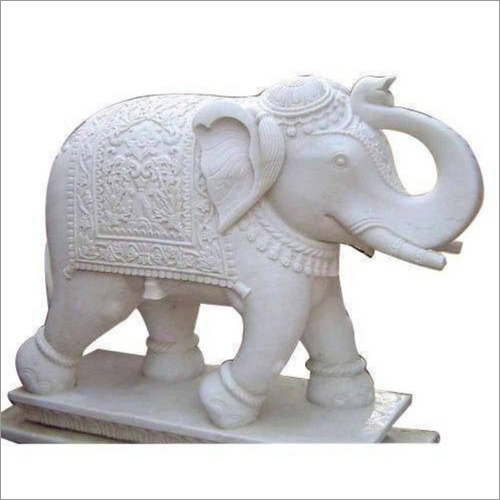 Sculpture White Marble Elephant Statue