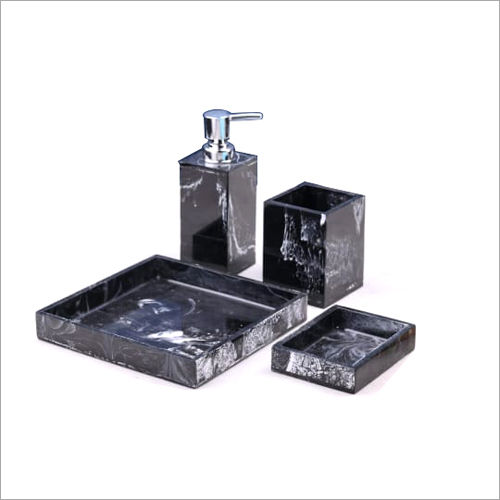 Resin Material Marble Stone Finish Bathroom Accessory Set Size: Different Available