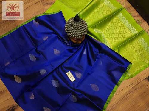 Traditional Kanchipuram Soft Silk Saree Blue Colour