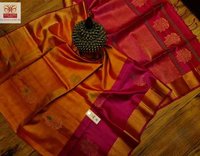 kanchipuram soft silk saree orange Colour