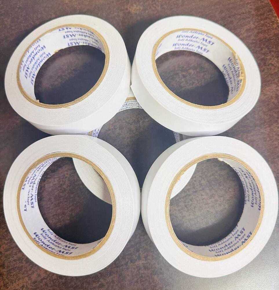 Double Sided Tissue Tapes - Plastic Material, White Color | Ideal for Bag Sealing