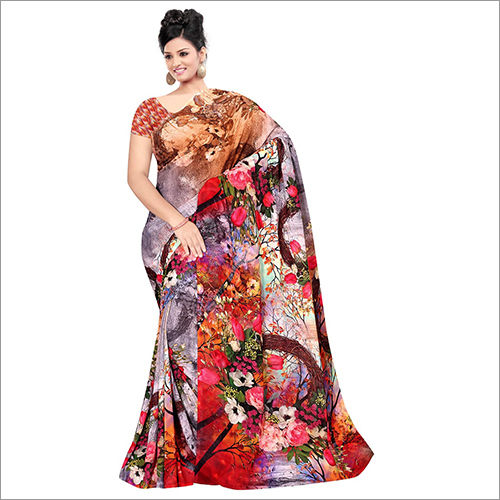 Multicolor Printed Georgette Saree