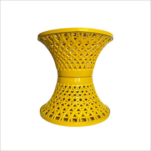 Yellow Mesh Design Both Side Sitting Plastic Stool