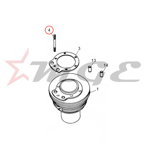 Stud - Cylinder For Royal Enfield - Reference Part Number - #500111